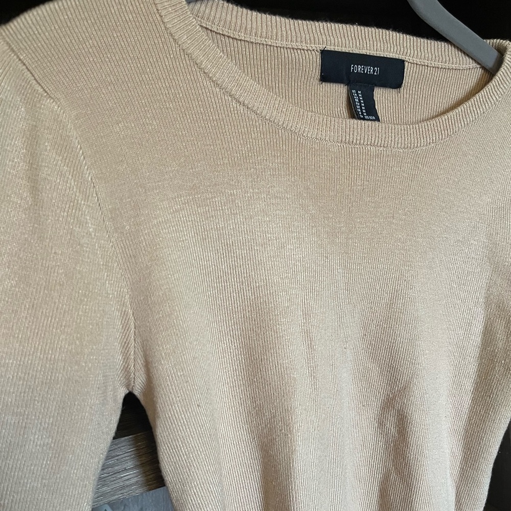 Tan Cropped Sweater - Picture 3 of 4